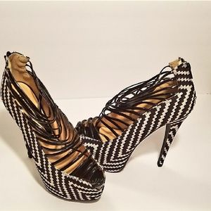 Black and White Strappy Heels